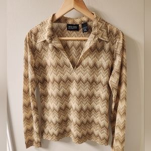 Beige collared long sleeve shirt